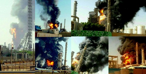 آتش سوزی عظیم در پتروشیمی بوعلی سینا بر اثر نشت گاز
